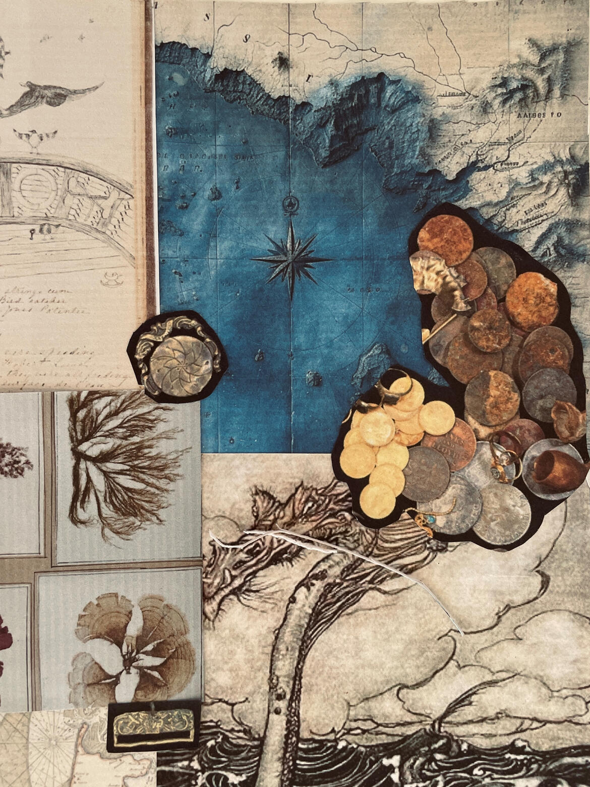 Inspiration found from magazines, old books, and online references.