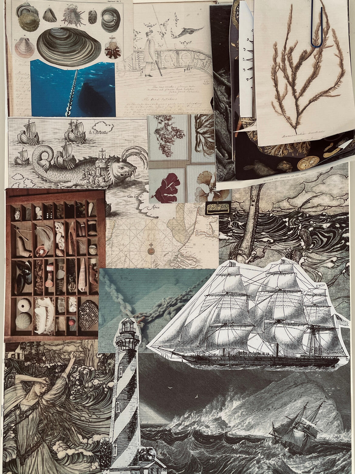Inspiration found from magazines, old books, and online references.